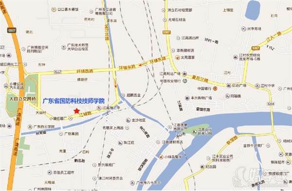 广东省国防科技技师学院江高校区的地图标注