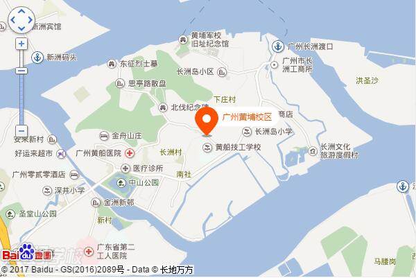 广州市黄埔造船厂技工学校的地图标注