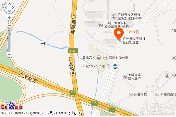 韶关市中等职业技术学校广州校区的地图标注